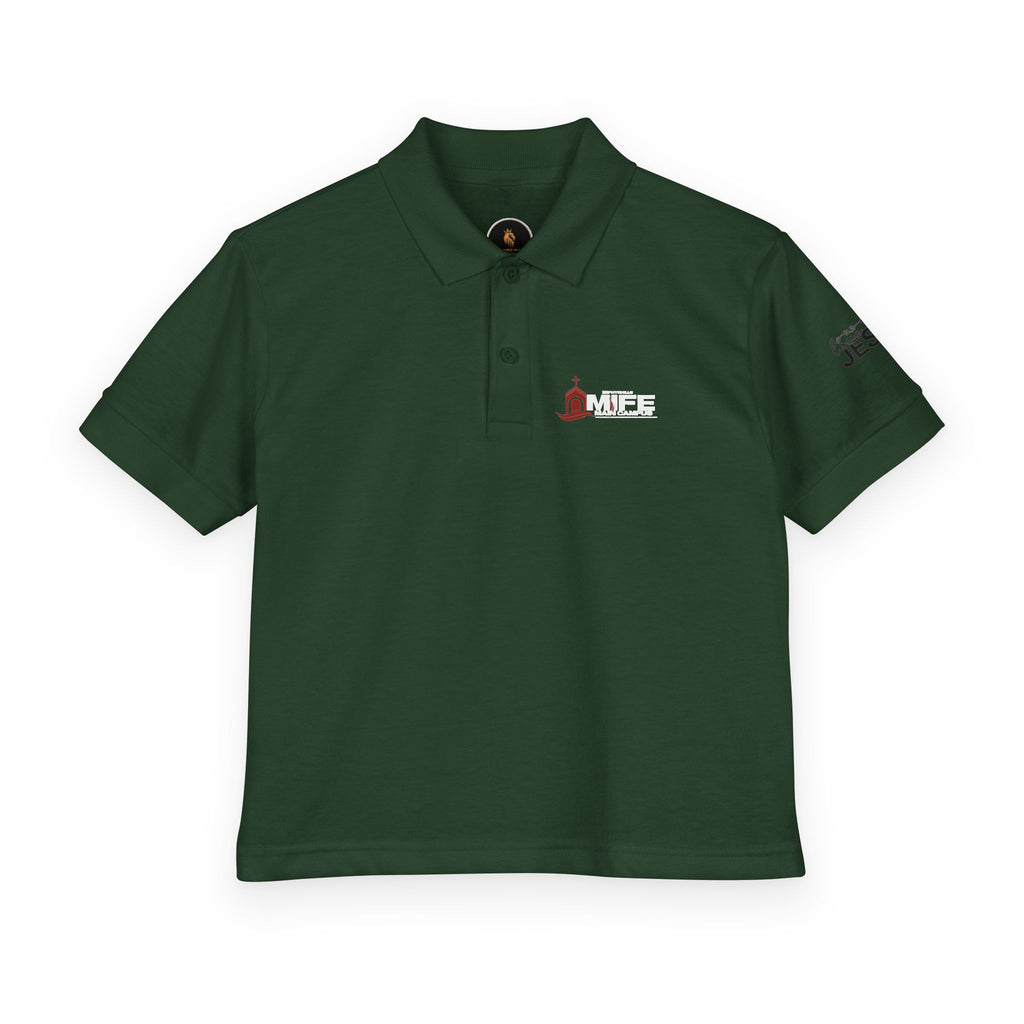 Youth Polo — Colorful 'MKE' Milwaukee Skyline Embroidered Polo