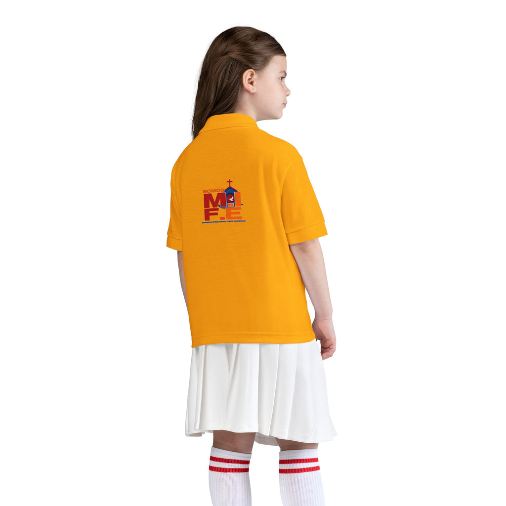 Youth Polo — Colorful 'MKE' Milwaukee Skyline Embroidered Polo