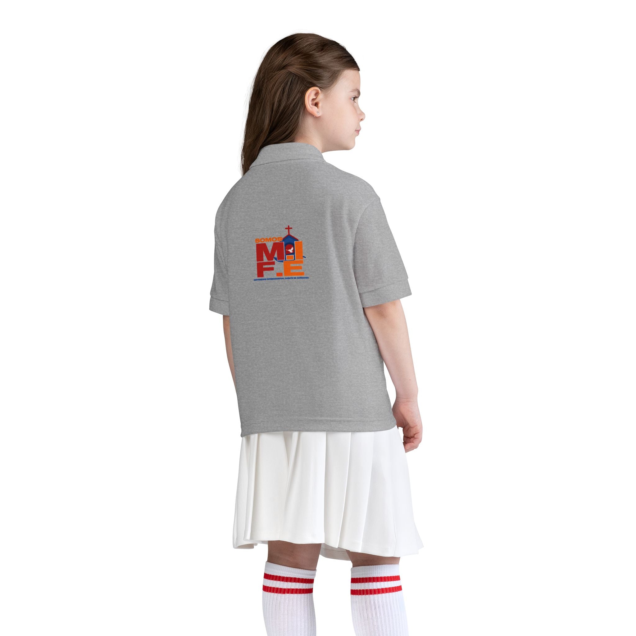 Youth Polo — Colorful 'MKE' Milwaukee Skyline Embroidered Polo