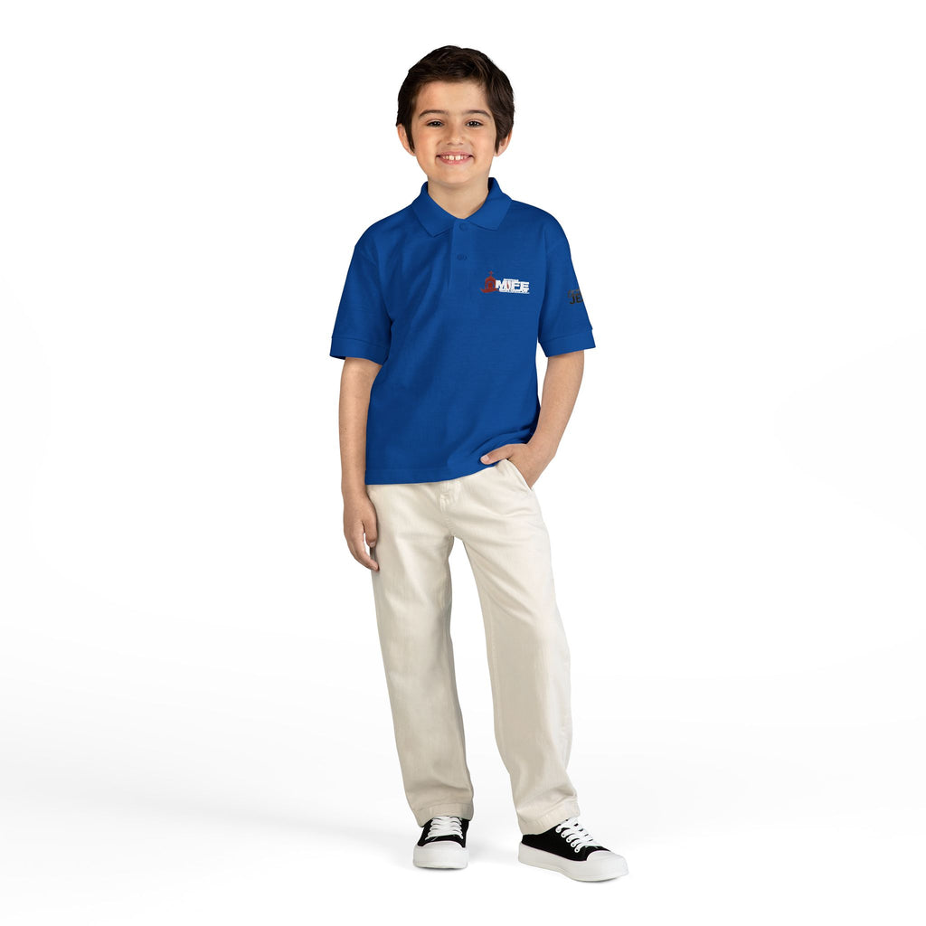 Youth Polo — Colorful 'MKE' Milwaukee Skyline Embroidered Polo