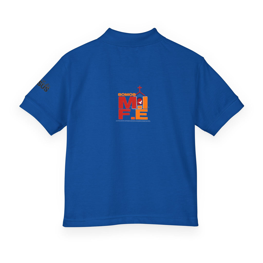 Youth Polo — Colorful 'MKE' Milwaukee Skyline Embroidered Polo