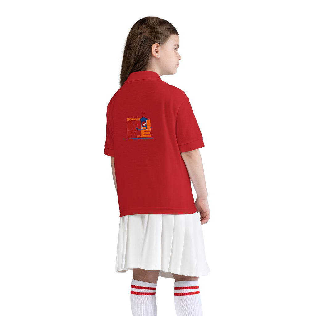 Youth Polo — Colorful 'MKE' Milwaukee Skyline Embroidered Polo