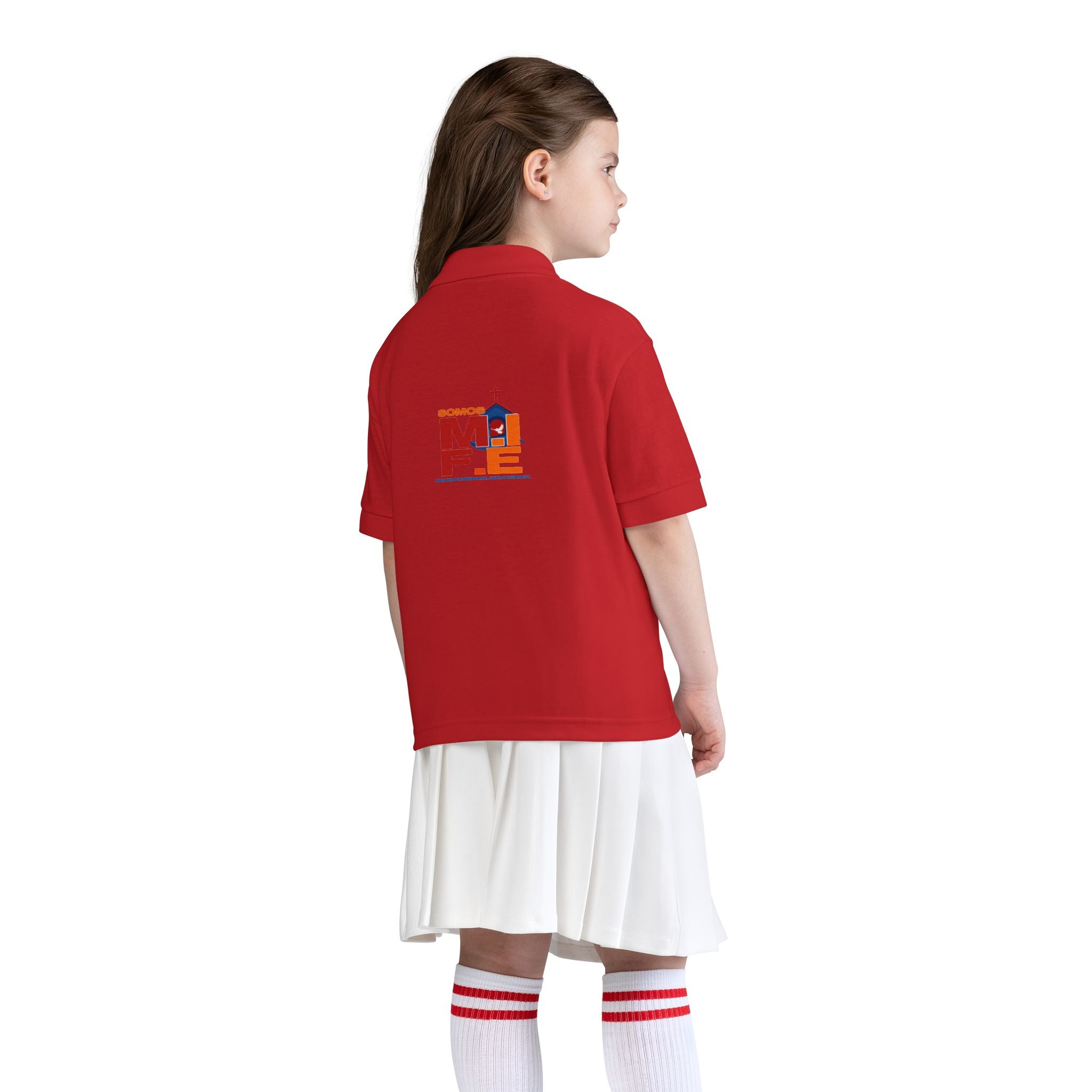 Youth Polo — Colorful 'MKE' Milwaukee Skyline Embroidered Polo