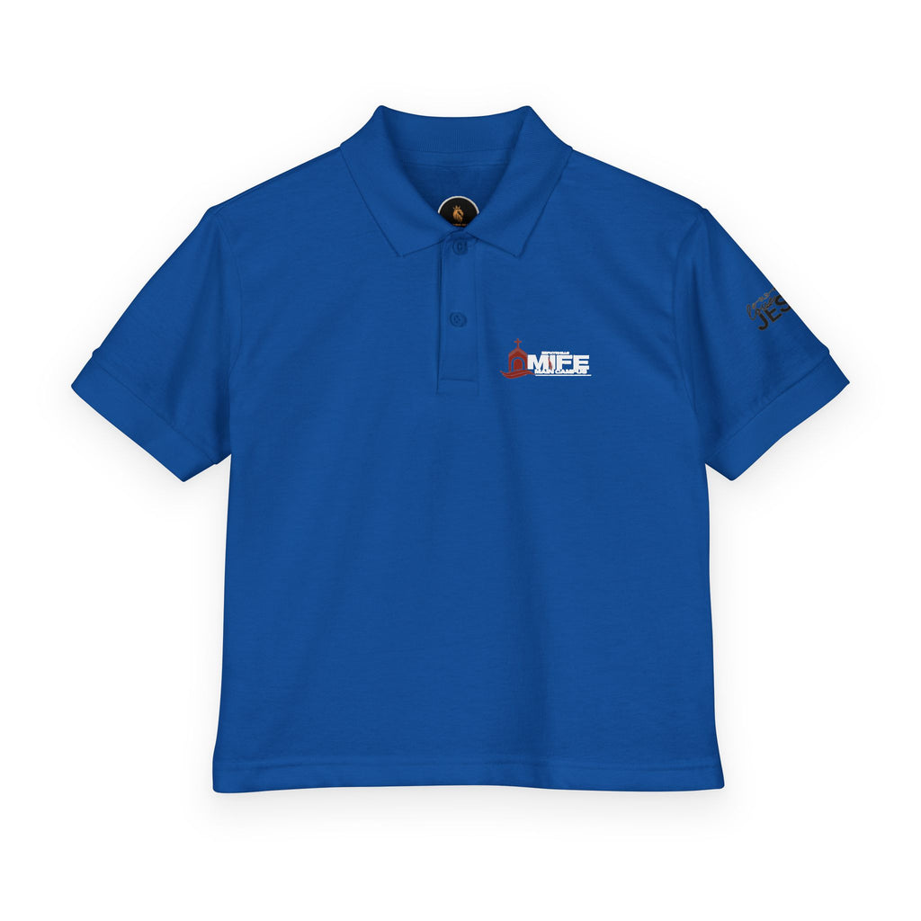 Youth Polo — Colorful 'MKE' Milwaukee Skyline Embroidered Polo