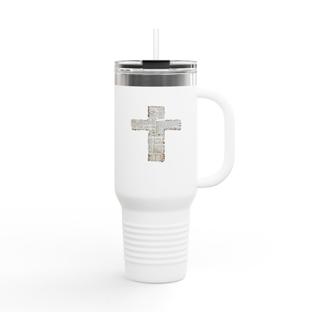 40oz Insulated Travel Mug with Rustic Cross — Christian Faith Tumbler