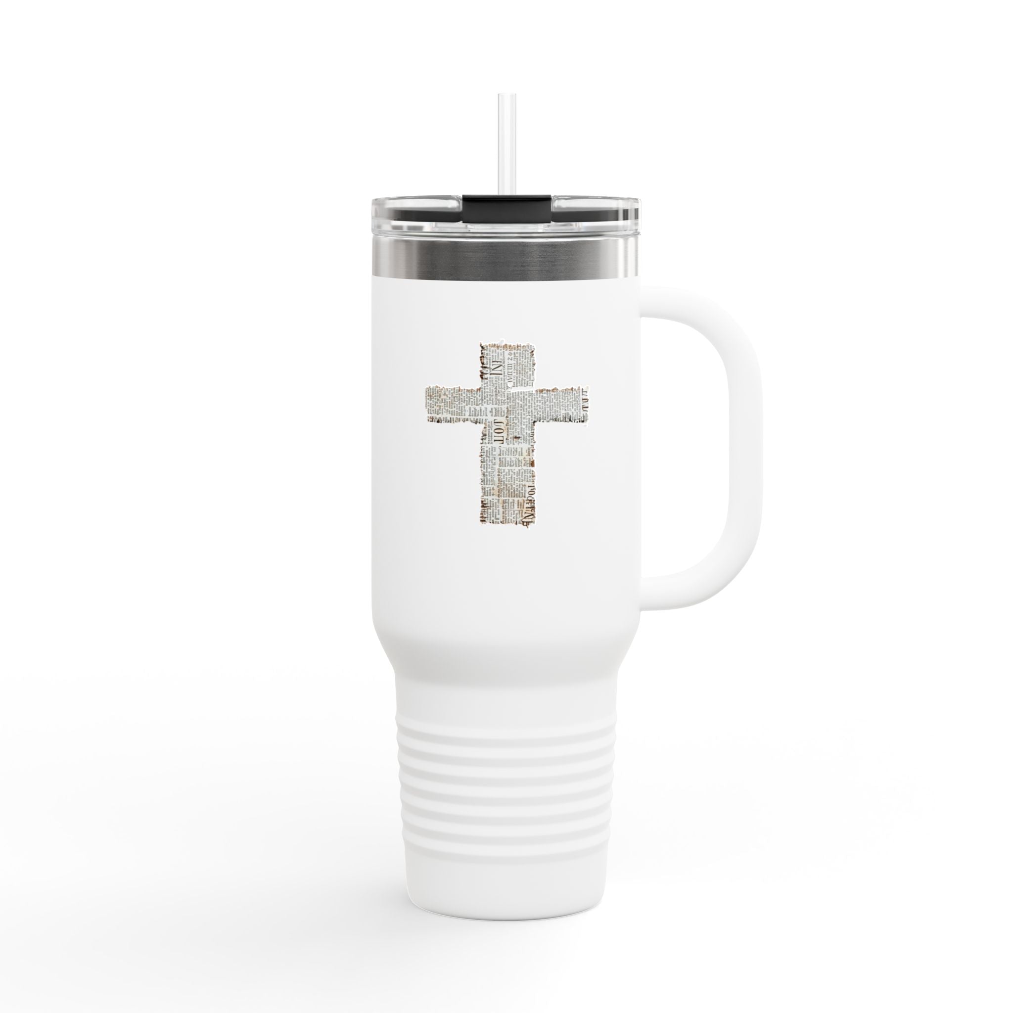40oz Insulated Travel Mug with Rustic Cross — Christian Faith Tumbler