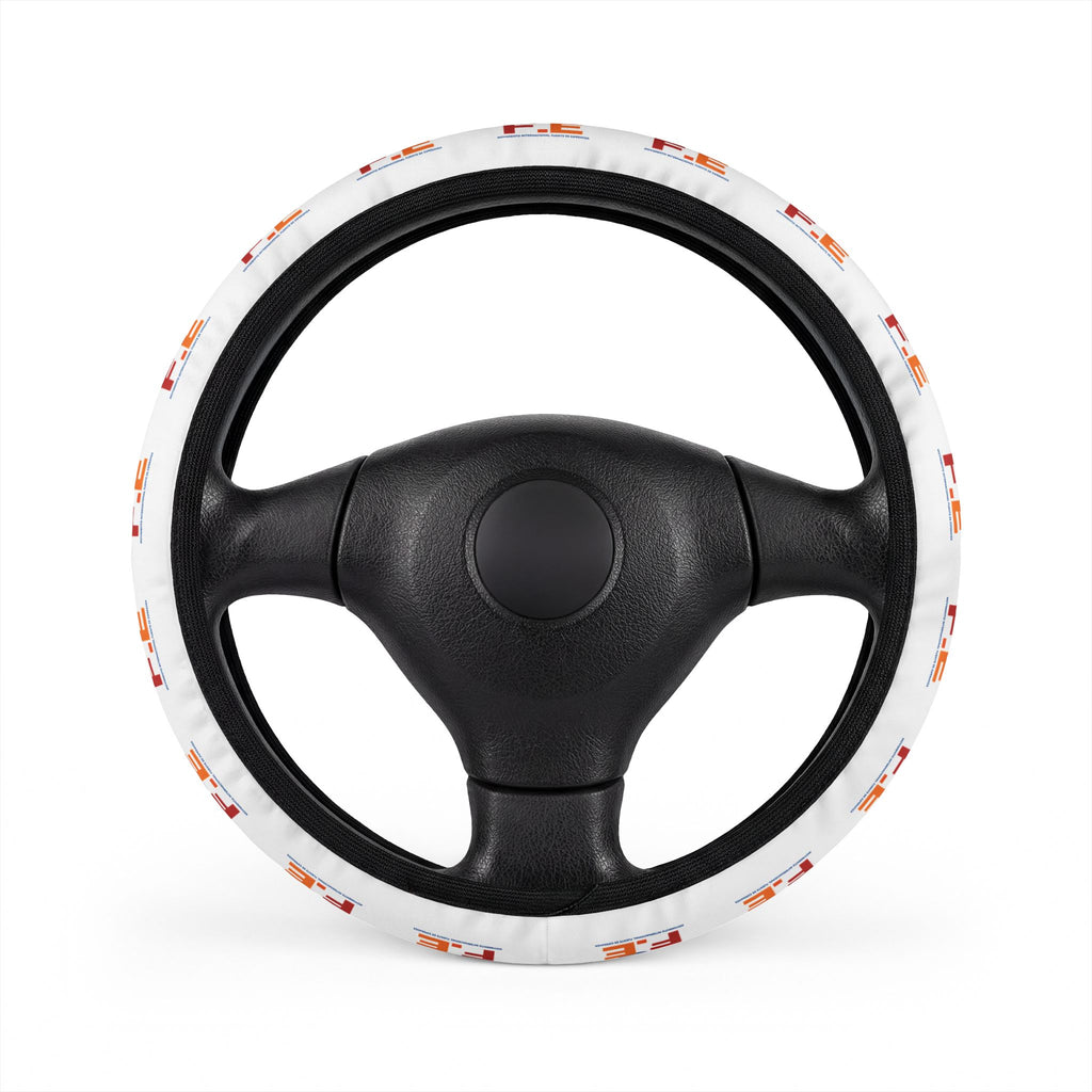 Retro Flame 'ME' Pattern Steering Wheel Cover — White Comfort Grip