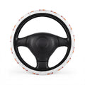 Retro Flame 'ME' Pattern Steering Wheel Cover — White Comfort Grip