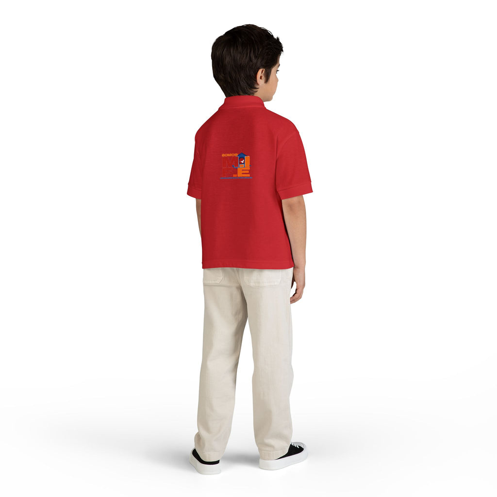 Youth Polo — Colorful 'MKE' Milwaukee Skyline Embroidered Polo