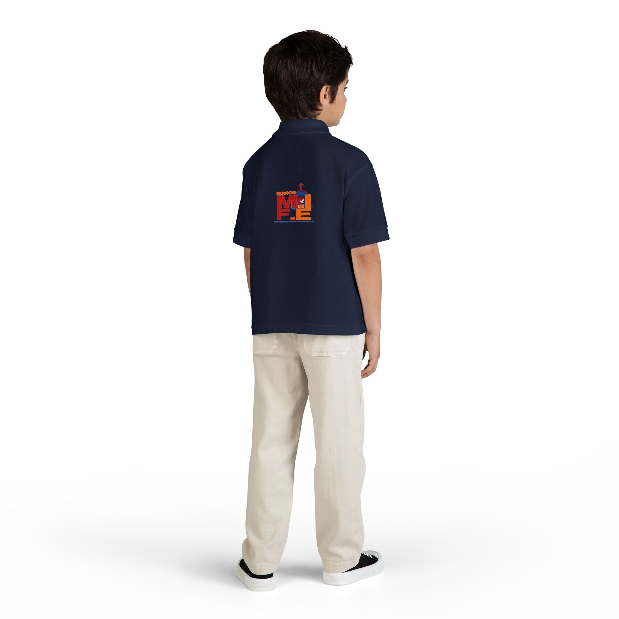 Youth Polo — Colorful 'MKE' Milwaukee Skyline Embroidered Polo