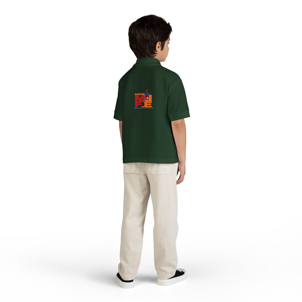Youth Polo — Colorful 'MKE' Milwaukee Skyline Embroidered Polo