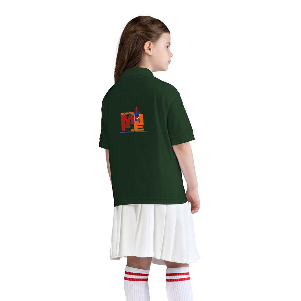 Youth Polo — Colorful 'MKE' Milwaukee Skyline Embroidered Polo