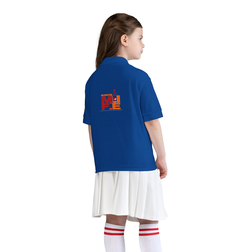 Youth Polo — Colorful 'MKE' Milwaukee Skyline Embroidered Polo