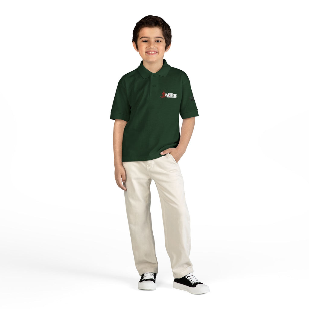 Youth Polo — Colorful 'MKE' Milwaukee Skyline Embroidered Polo