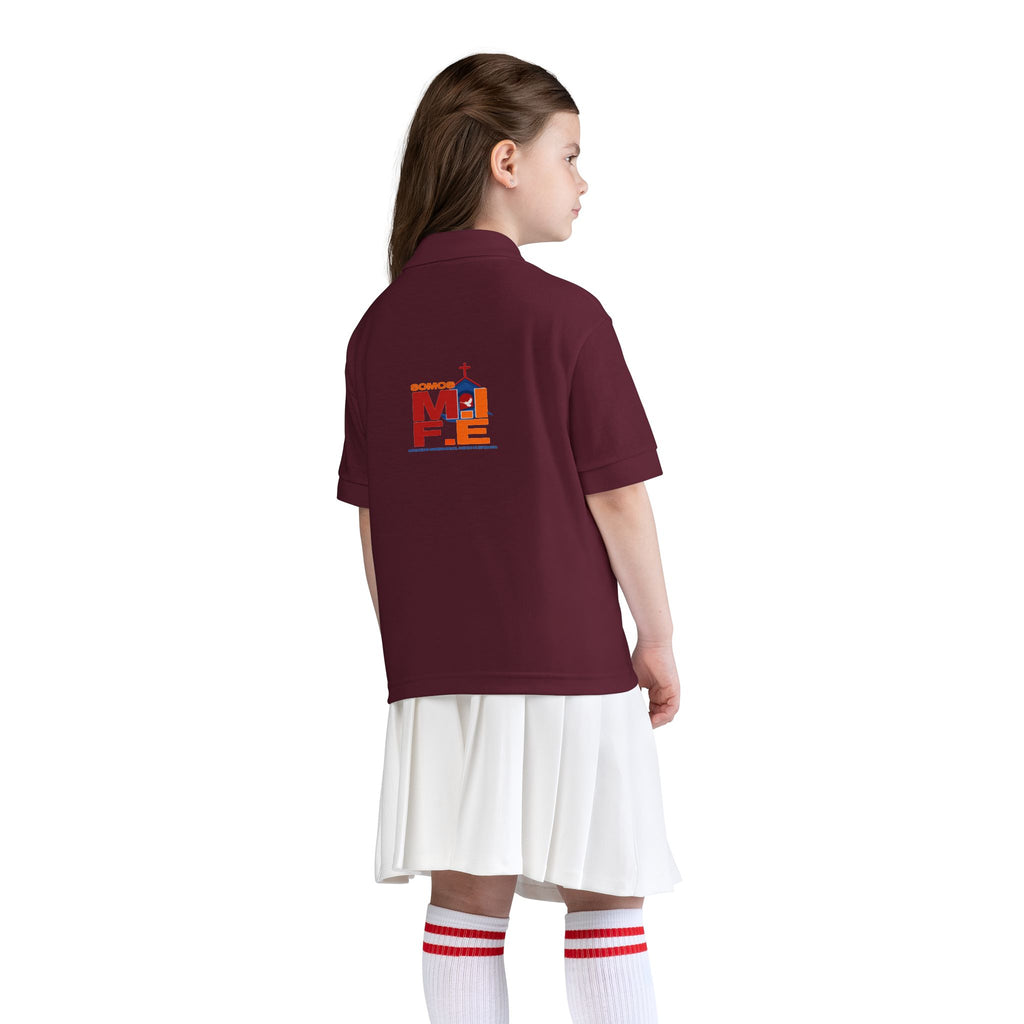 Youth Polo — Colorful 'MKE' Milwaukee Skyline Embroidered Polo