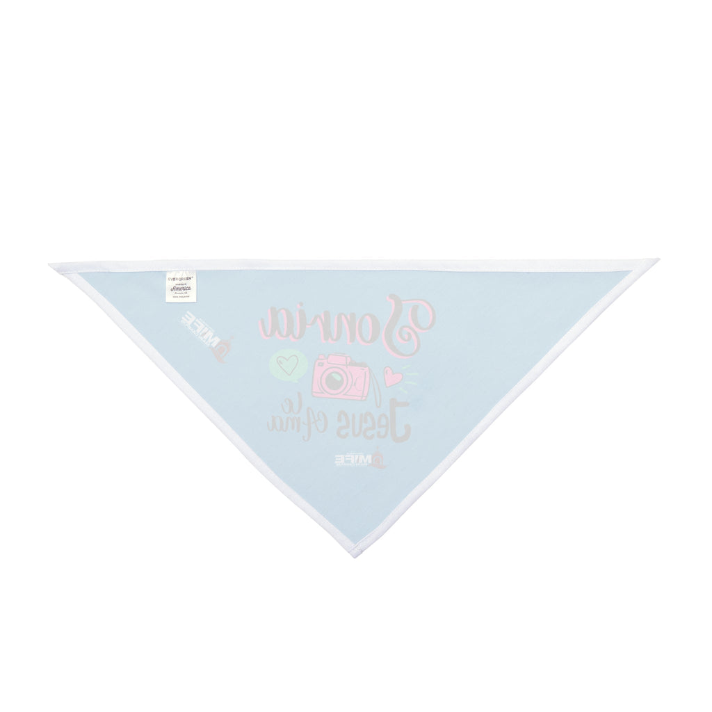 Pet Bandana — "Sonríe Jesús te Ama" Light Blue Dog & Cat Bandana