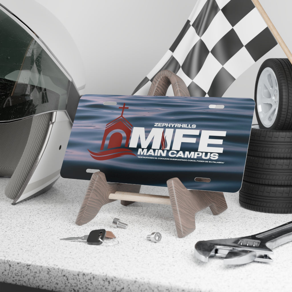 MIFE Main Campus Zephyrhills Vanity License Plate — Church Logo Aluminum Plate